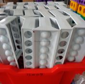 Test tube holders, grey 10 place racks. (24 off)
