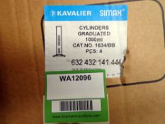 4 x Kavalier SIMAX Cylinders, graduated, 1000ml, glass (ref: WA12096)