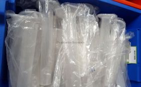 Plastic 100ml measuring tubes, contents as shown in image