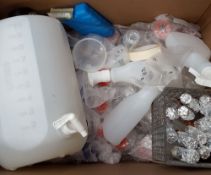 Assorted laboratory bottles, contents as shown in image
