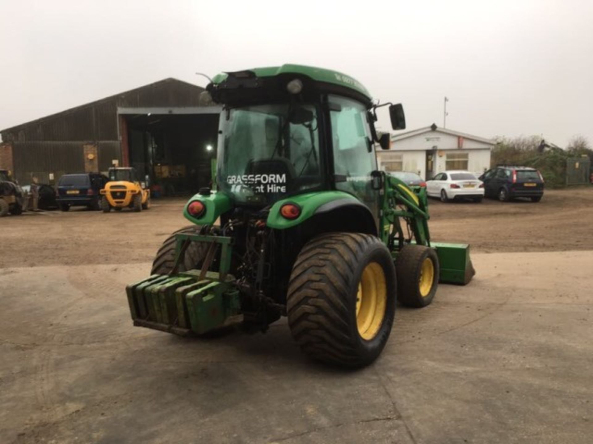 John Deere 4720 compact tractor fitted with grassland tyres, 66 HP, with 400CX front loader, - Image 3 of 8