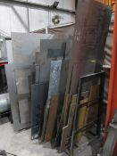 Assorted offcut plate stock including mild steel, stainless steel, etc., as lotted