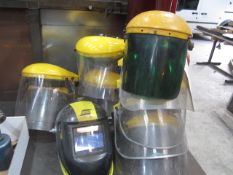 Warner Tech-Welding mask and quantity of assorted safety visor helmets. The purchaser should