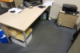 Light wood 1800mm office table and a 2-drawer pedestal