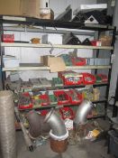 Contents of two bays including assorted steel profiles, casings, consumable stock, etc., as lotted