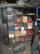 Contents of three bays including nuts, washers, bolts, hosing, castors, circlips, etc., as lotted