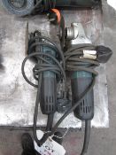 Two Makita 115mm angle grinders, 240v