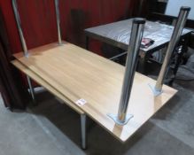 Two light wood effect office tables, 1800 x 800mm and 1300 x 800mm