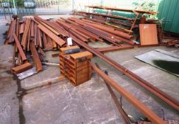 Large quantity of assorted steel lengths to include tube, plate, square tube, etc., and 'A' frame