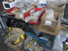 Quantity of assorted consumable stock including nuts, bolts, washers, clamps, circlips, etc.