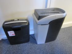 Two electric paper shredders, assorted