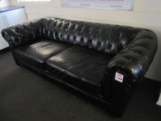 Leather button back 3 seater sofa, black