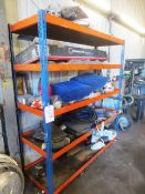 Steel frame adjustable 5 shelf stores rack, orange/blue