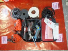 Assorted electric hand tools including wrench, reciprocating saw, drill and screw driver