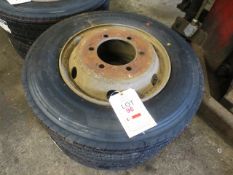 Two commercial vehicle tyres and rims, size 275/75R 17.5