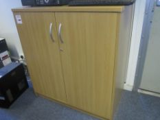 Light oak effect double door stationery cupboard, 950mm x 1000mm