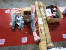 Assorted motor spares as lotted, including drive shaft, tension bar, safety belts, assemblies, etc.,