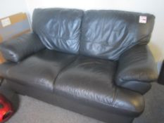 Leather two seater sofa, black