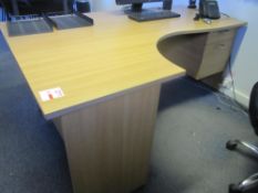 Light oak effect corner work station desk, fitted 2 drawers,1800mm x 1200mm