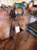 Draper 8" double ended bench grinder, mounted on stand...
