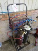 Gas welding set including gun, hose, regulators and trolley (gas bottles excluded)