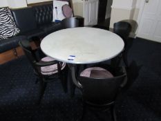 Burgess foldaway circular felt topped Table, 1220mm diameter and 4 Chairs with pads