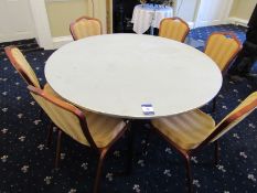 Burgess foldaway circular felt topped Catering Table, 1520mm diameter and 6 Burgess upholstered