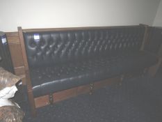 Wooden/leather upholstered Buffet Seat, approx. 2500mm x 750mm