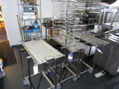 3 stainless steel mobile Dish Servers, with rack