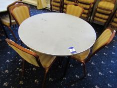 Burgess foldaway circular felt topped Catering Table, 1220mm diameter and 4 Burgess upholstered
