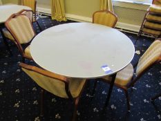 Burgess foldaway circular felt topped Catering Table, 1220mm diameter and 4 Burgess upholstered