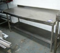 Stainless steel Table, 1800mm x 690mm with rear up