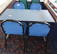 Assortment of wooden numbered Tables, and fabric upholstered chairs, to Row 2