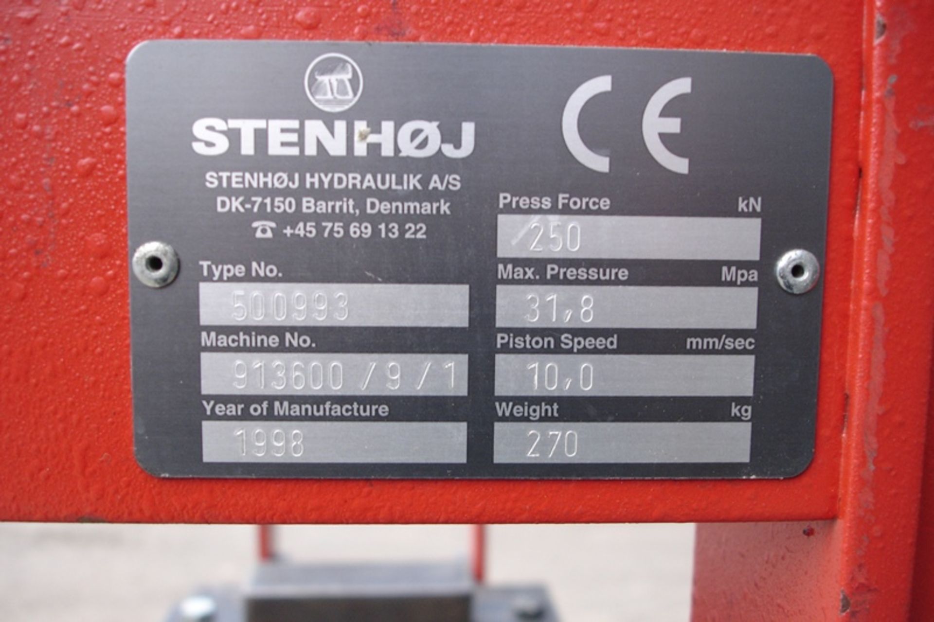 Stenhoj 25 Ton Electric/Hydraulic Press - Image 4 of 6