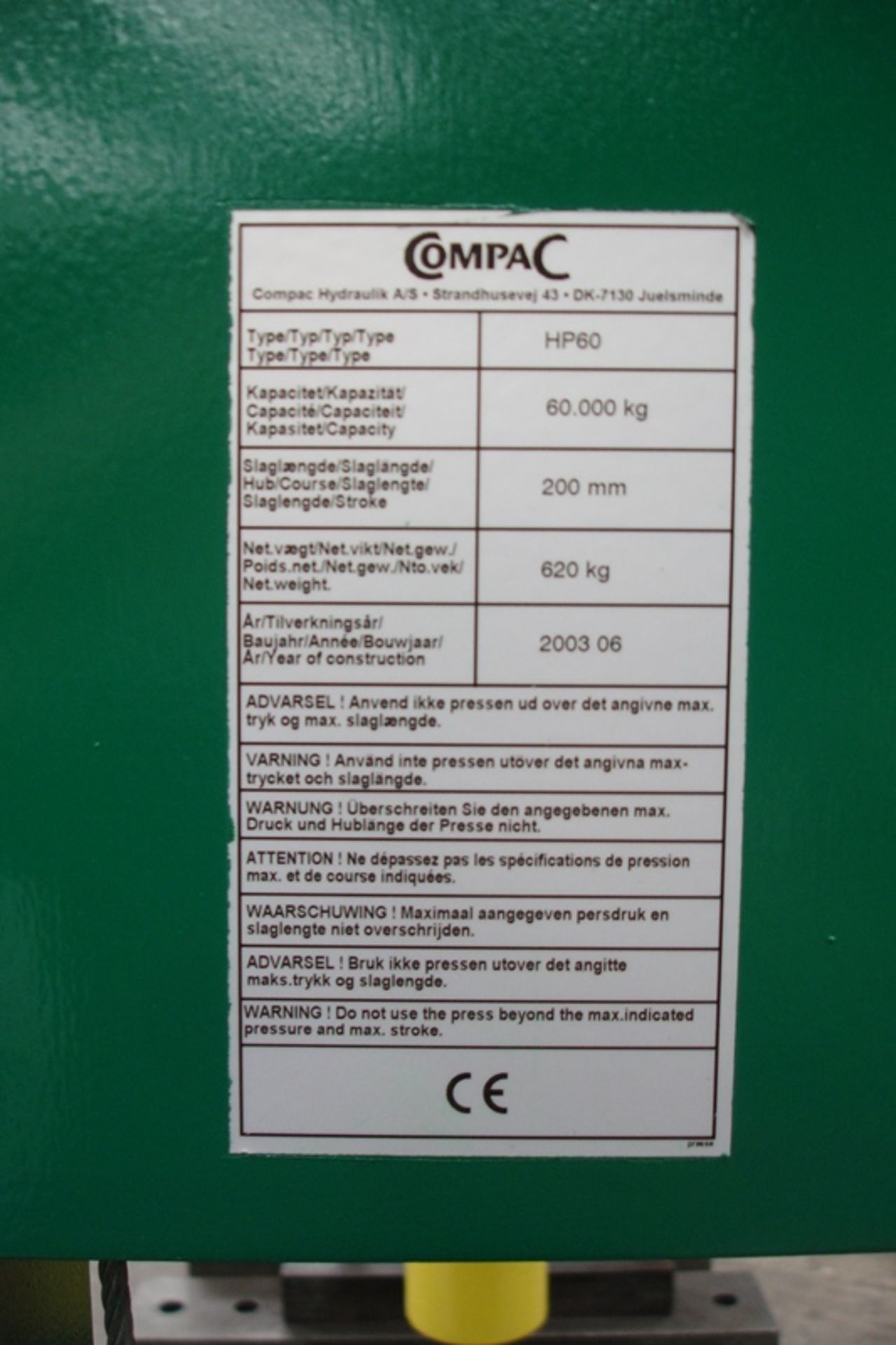 Compac 60 ton Hydraulic Press - Image 5 of 5