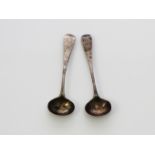 A pair of antique Victorian Sterling Silver salt / mustard spoons by George Adams, London 1882. In