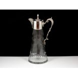 GOLFING - An unusual contemporary Sterling Silver mounted cut glass claret jug makerâ€™s mark WW,