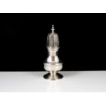 An antique George II Sterling Silver sugar castor by John White, London 1731. Of baluster form, on a