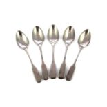 Five antique George III Scottish Provincial Sterling Silver dessert spoons by James Erskine of
