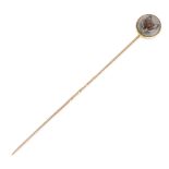 An antique Essex crystal fox tie / stick pin in 18ct yellow gold, the circular crystal reverse