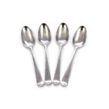 Four antique George III Sterling Silver tablespoons by John Bourne, London 1774. In Hanoverian