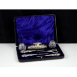 An antique Edwardian Sterling Silver ladies manicure / vanity set by H V Pithey & Co, Birmingham