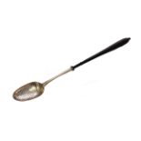 An unusual antique George III Sterling Silver straining spoon by Richard Crossley, London 1801. Of
