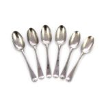 Four antique Queen Anne Britannia Silver dessert spoons London 1715, makerâ€™s marks rubbed. In