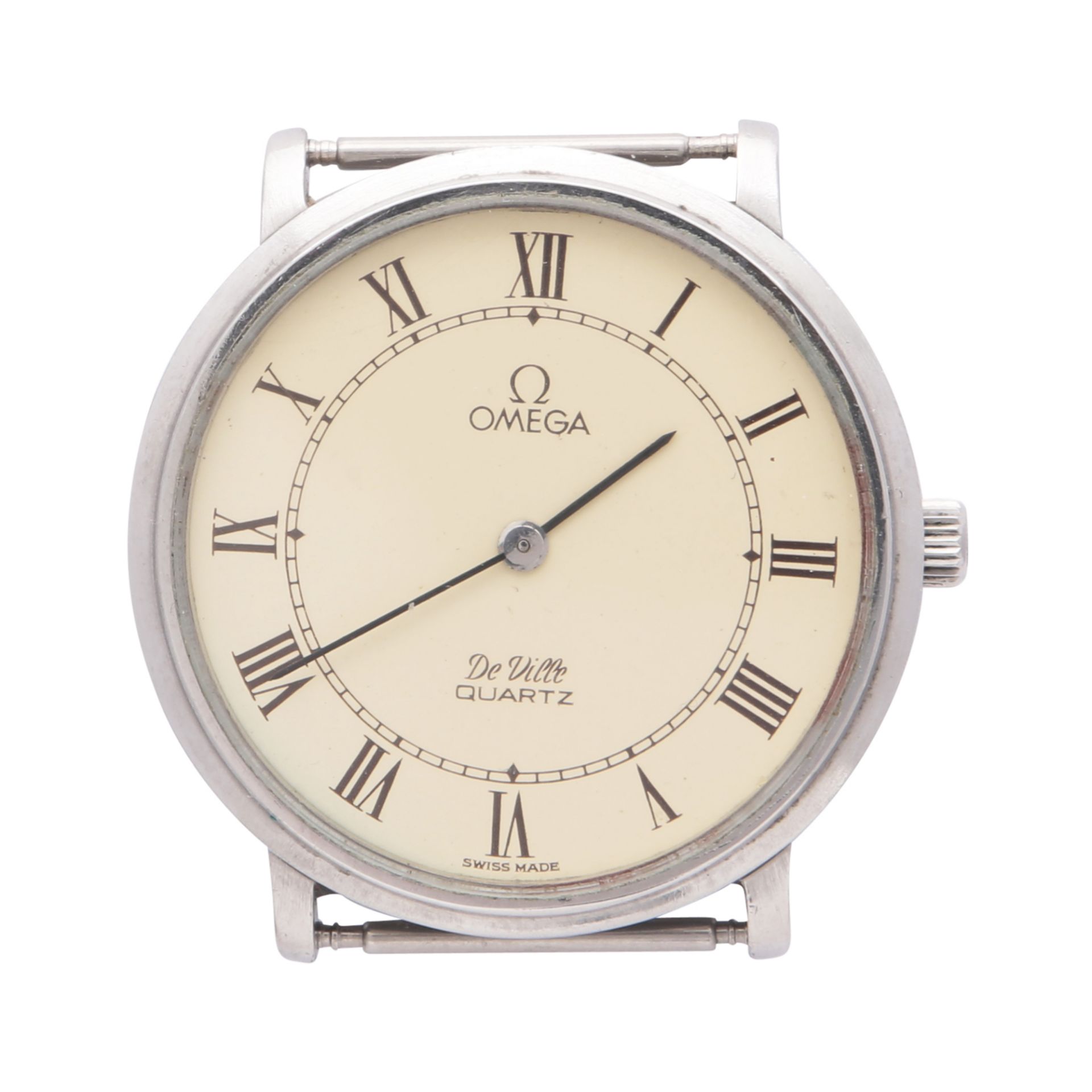 A gentleman's Omega De Ville quarts watch face (no strap). Diameter 35mm.