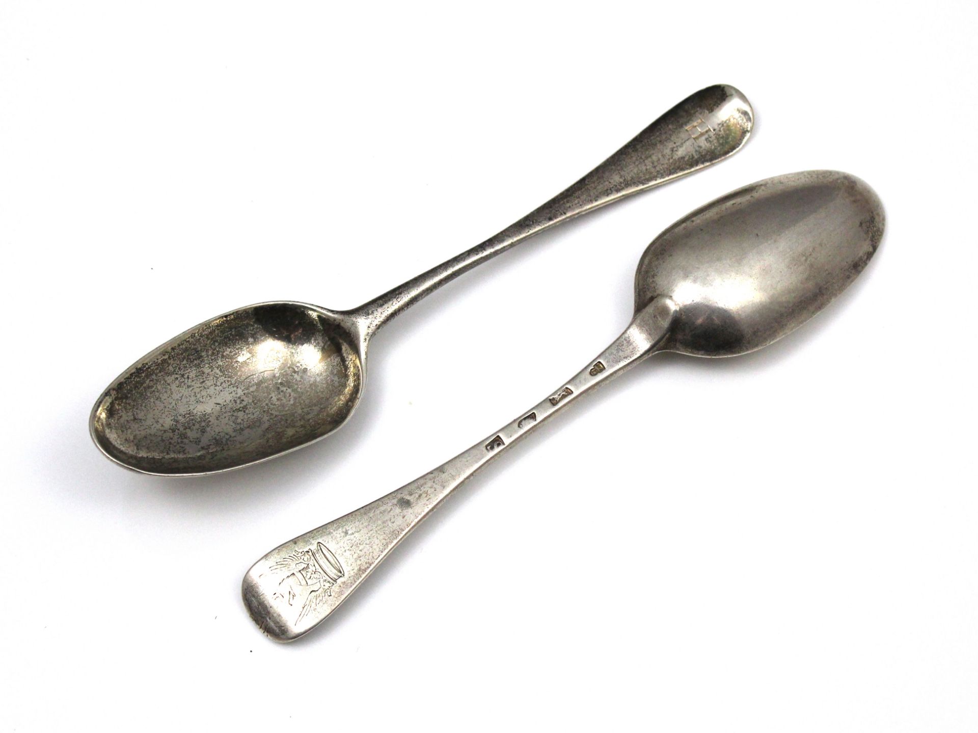 SPENCER FAMILY A pair of antique George II Sterling Silver tablespoons by Paul Hanet, London 1733.