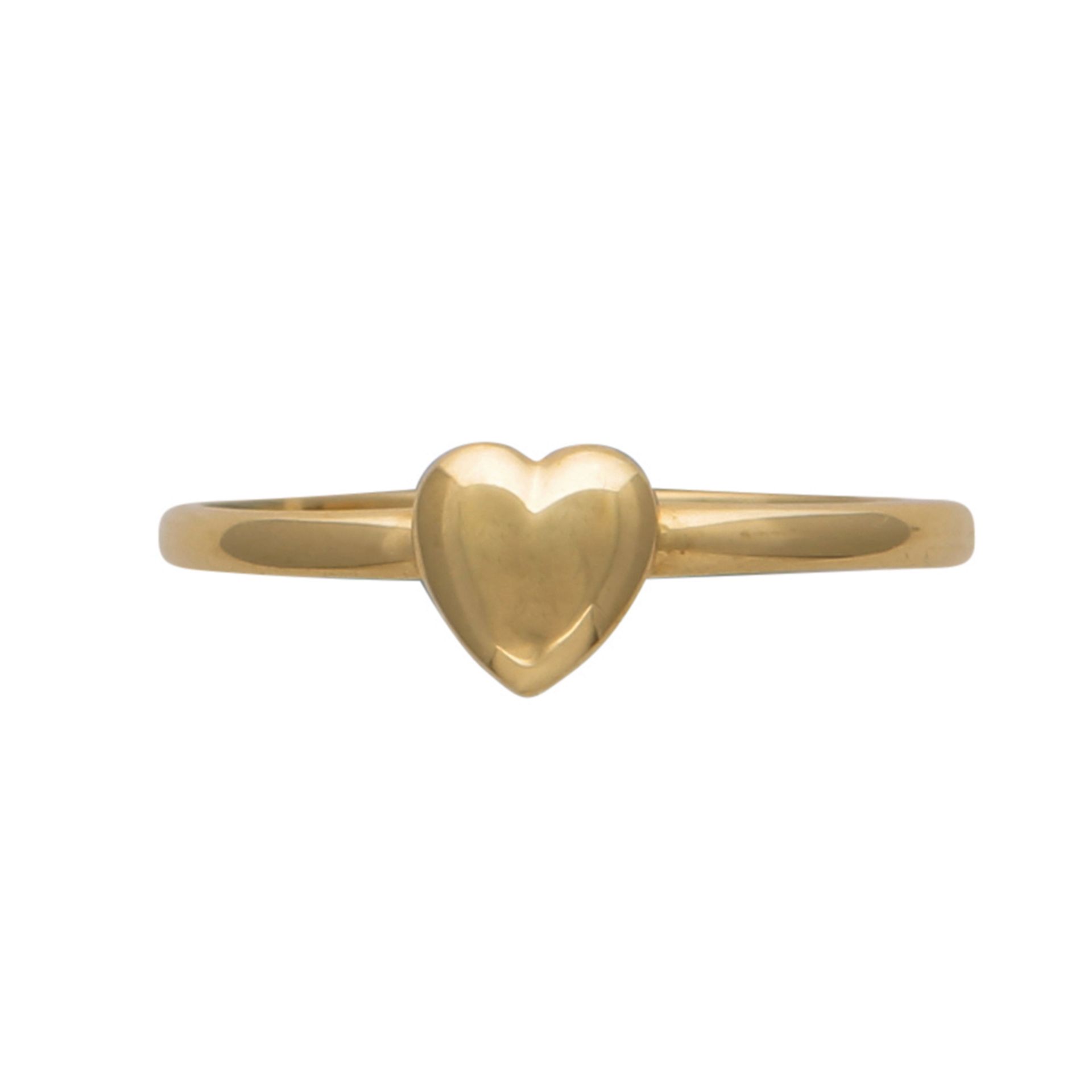 A Pandora style heart charm ring in 14ct yellow gold, designed as a single heart charm measuring 5.