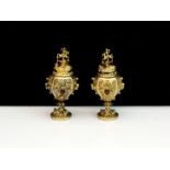 A pair of antique 19th Century Austro-Hungarian miniature jars Austria c1870. Each modeled as a