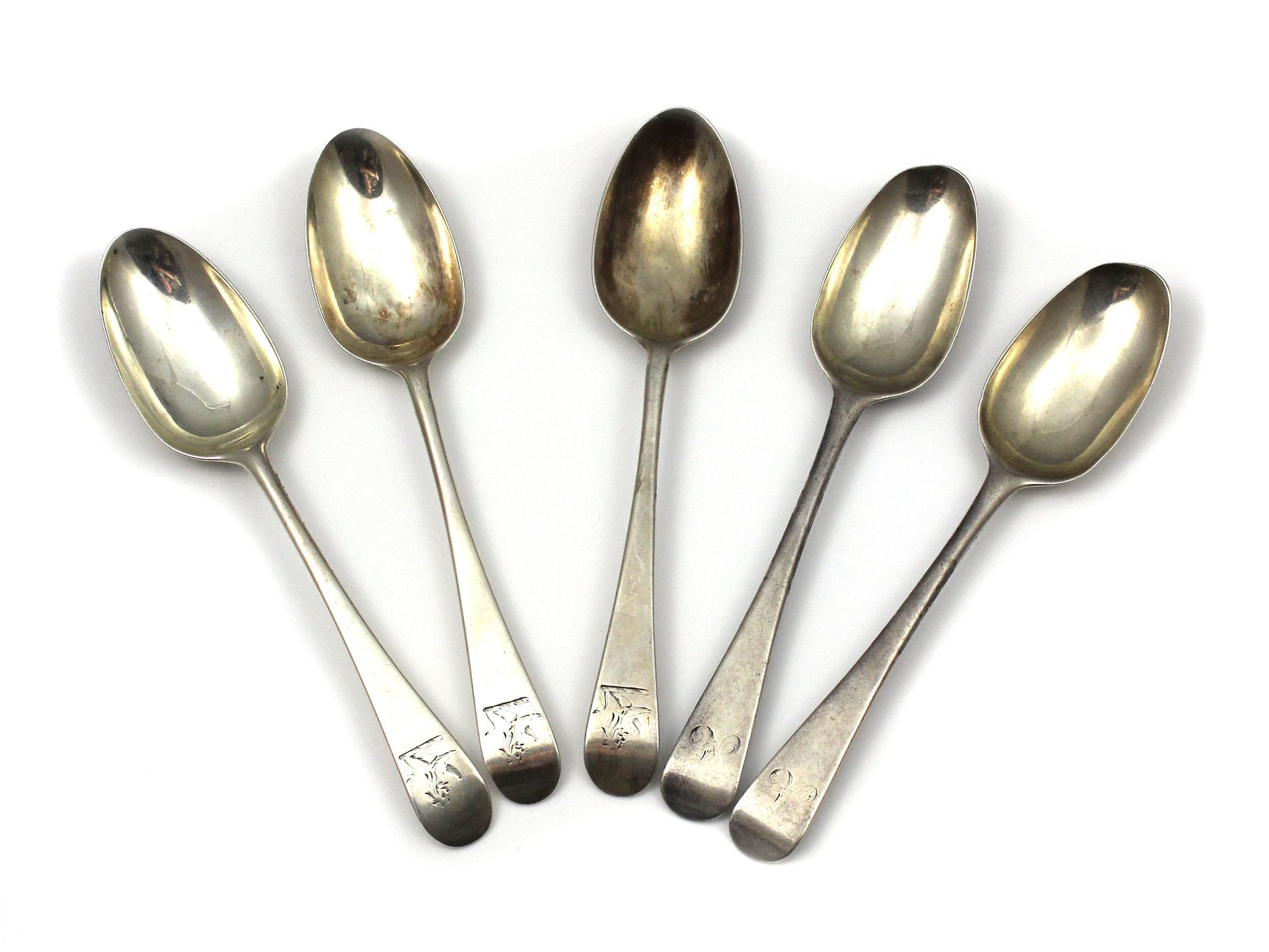 A pair of antique George II Sterling Silver dessert spoons, probably by Isaac Callard, London