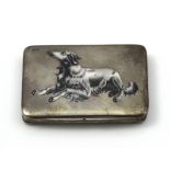 An antique German 800 Silver and enamel cigarette case / snuff box of rounded rectangular form